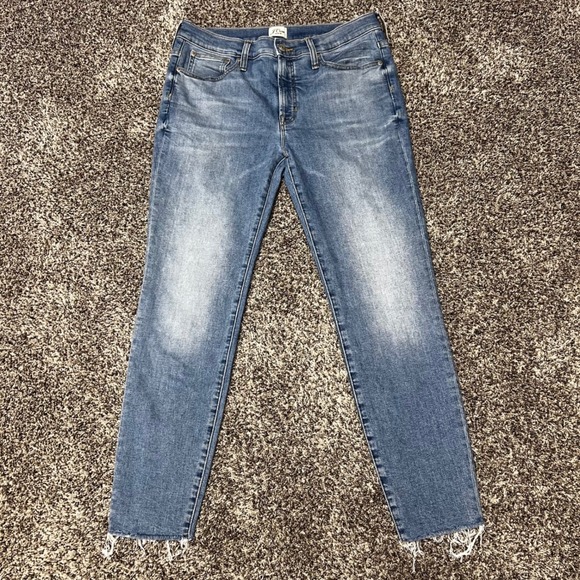 J. Crew Denim - J.Crew 9" Toothpick High Rise Skinny Jeans Medium Wash Raw Hem Size 30